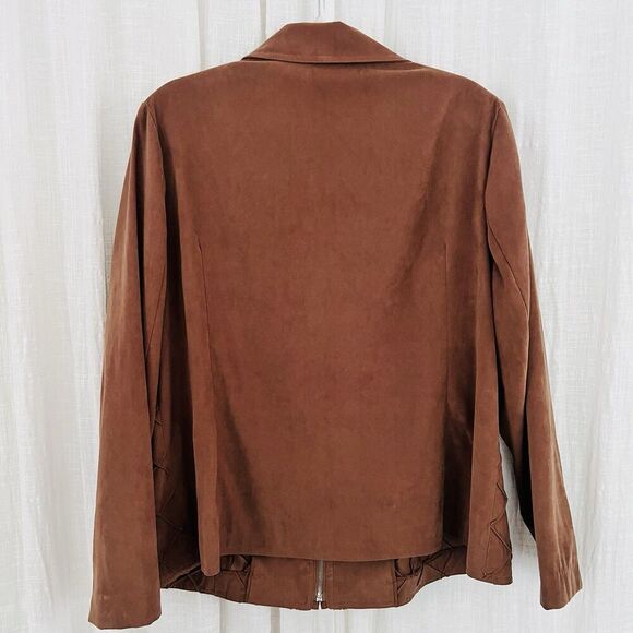 Cato Brown Soft Lightweight Textured Zip up Jacket Plus Size 18W - Picture 7 of 11